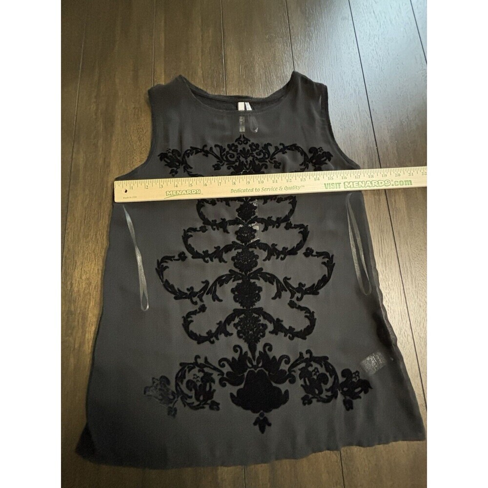 Kische Velvet Burnout Tank Black Linen Blend SIze Small - Goth, EMO, Grunge - Picture 3 of 7